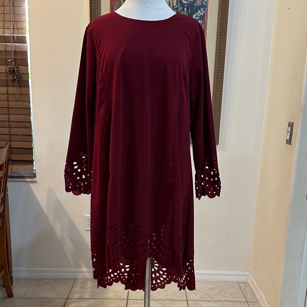 SHEIN CURVE Burgundy Lace Trim Dress/Tunic Size 0XL